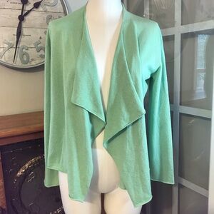 Eileen fisher silk/cashmere pastel green open Front sweater cardigan